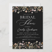 Black Boho Wildblume Brautparty Einladung (Vorderseite)