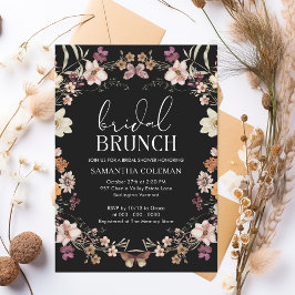 Black Boho Wildblume Bridal Brunch Brautparty Einladung
