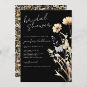 Black Boho Wildblume Chic Brautparty Einladung (Vorne/Hinten)