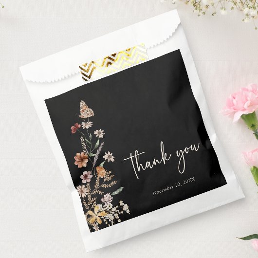Black Boho Wildblume Fevor Bag Geschenktütchen