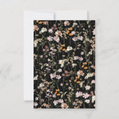 Black Boho Wildblume Garden Wedding Einladung (Rückseite)