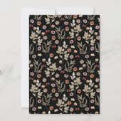Black Boho Wildblume Hochzeitseinladung Einladung (Rückseite)
