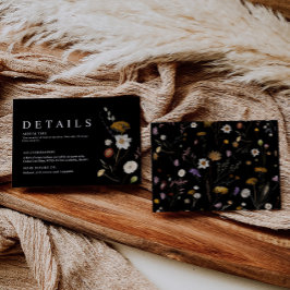Black Boho Wildblume Wedding Details Card Begleitkarte