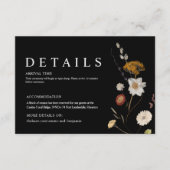 Black Boho Wildblume Wedding Details Card Begleitkarte (Vorderseite)