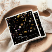 Black Boho Wildblume Wedding Napkins Serviette