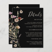 Black Boho Wildblumen Hochzeit Begleitkarte (Vorne/Hinten)