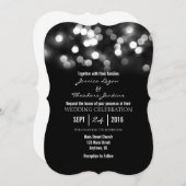 Black Bokeh Glitzer Lights Hochzeitseinladung Einladung (Vorne/Hinten)