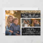 Black Bokeh Gold Glitzer 3-Foto Frohe Weihnachten (Vorderseite)