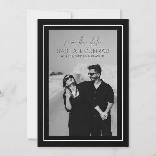Black Bold Border Foto Moderne Hochzeit Save The Date (Vorderseite)