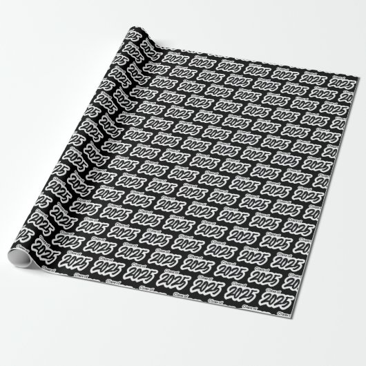 Black Bold Brush Class of 2025 Wrapping Paper Geschenkpapier (Ungerollt)