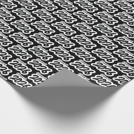 Black Bold Brush Class of 2026 Wrapping Paper Geschenkpapier (Ecke)