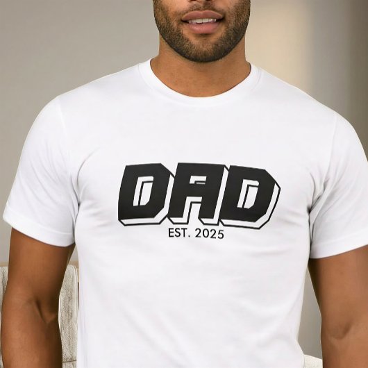 Black Bold Dad Established Typography T-Shirt