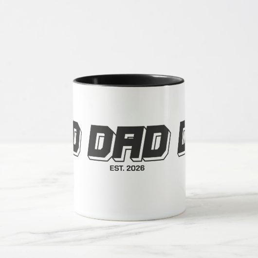 Black Bold Established New Dad Gift Tasse (Zentrum)