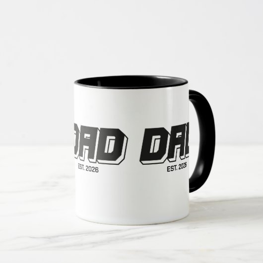 Black Bold Established New Dad Gift Tasse (VorderseiteRechts)