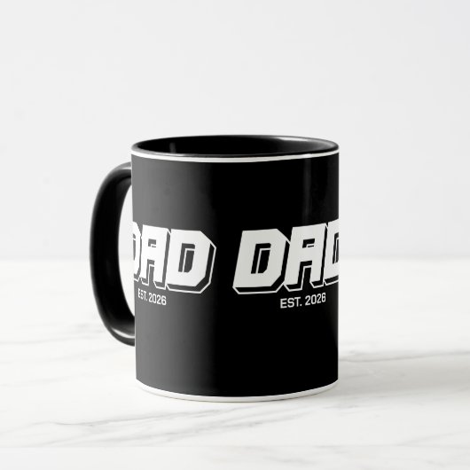 Black Bold Established New Dad Gift Tasse (Vorderseite Links)