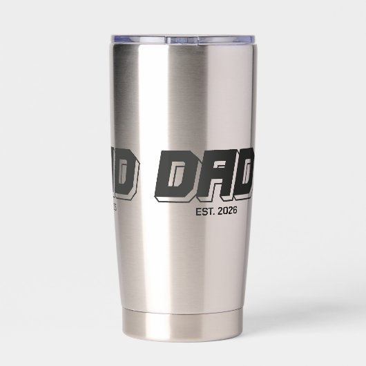 Black Bold Established New Dad Gift Thermobecher (Rückseite)