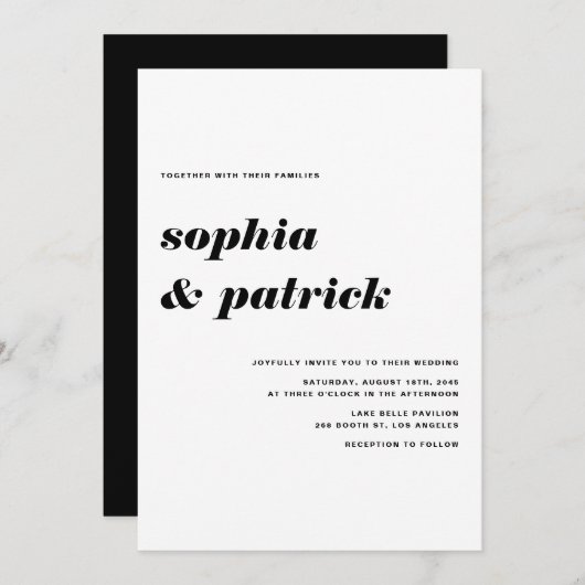 Black Bold Italic Retro Typografy Wedding Einladung (Vorne/Hinten)