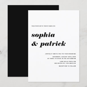 Black Bold Italic Retro Typografy Wedding Einladung