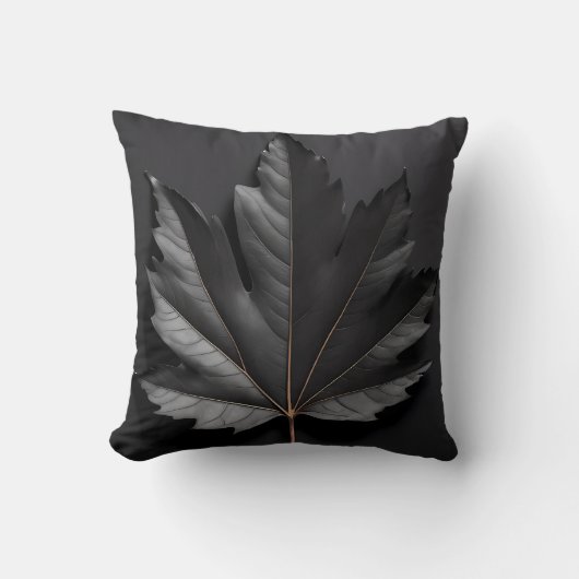 Black Bold Leaf Design Kissen (Vorderseite)