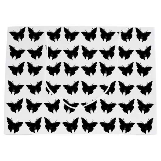 Black Bold Mod Butterflies Große Geschenktüte (Vorderseite)