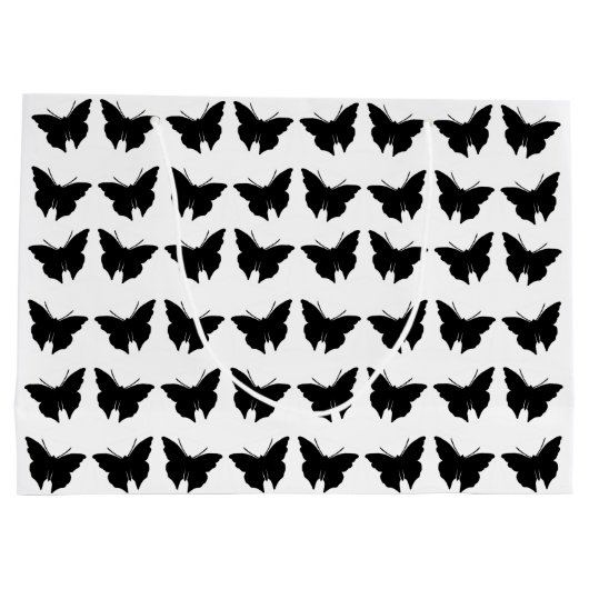 Black Bold Mod Butterflies Große Geschenktüte (Rückseite)