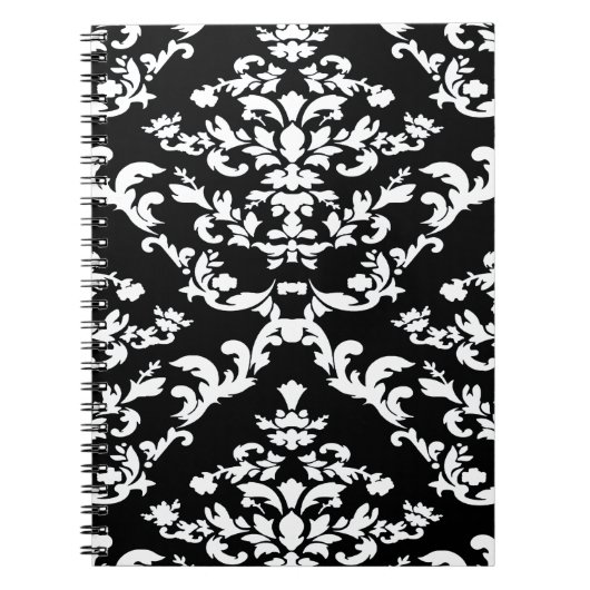 Black Bold Mod Damask Notizblock (Vorderseite)