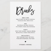 Black Bold Modern Calligraphy Wedding Drinks Menu (Vorderseite)