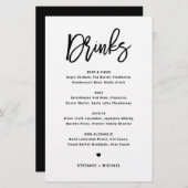 Black Bold Modern Calligraphy Wedding Drinks Menu (Vorne/Hinten)
