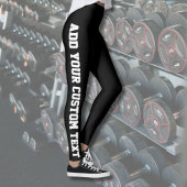 Black Bold Personalized Custom Text Vertical Leggings