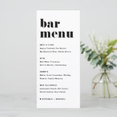 Black Bold Retro Typografy Wedding Bar Menükarte (Stehend Vorderseite)