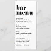 Black Bold Retro Typografy Wedding Bar Menükarte (Vorderseite)
