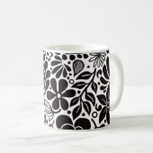Black Bold Wild Blume & Blätter auf Aqua Kaffeetasse (VorderseiteRechts)