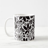 Black Bold Wild Blume & Blätter auf Aqua Kaffeetasse (Links)
