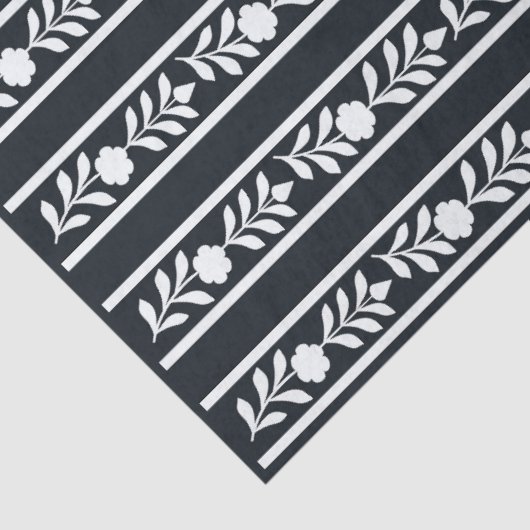 Black Bone Inlay Floral Border Decoupage Paper Seidenpapier (Detail)