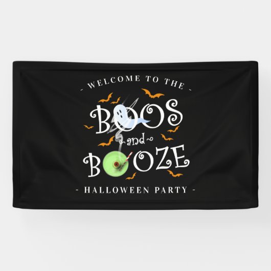 Black Boos & Booze Halloween Banner (Horizontal)