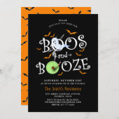 Black Boos & Booze Halloween-Party Einladung (Vorne/Hinten)