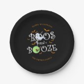 Black Boos & Booze Halloween-Party Pappteller (Vorderseite)