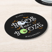 Black Boos & Booze Halloween-Party Runde Runder Pappuntersetzer (Angewinkelt)