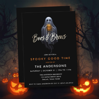 Black Boos & Brews Geister Halloween Einladung