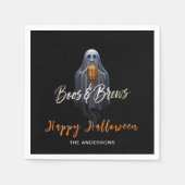 Black Boos & Brews Geister-Halloween Serviette (Vorderseite)
