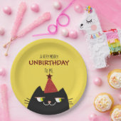 Black Boost The Cat , Cartoon Doodle Funny Geburts Pappteller (Party)