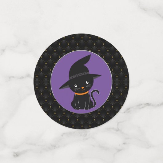 Black Border Black Cat mit einem Hexenhutenhalm Konfetti (Klein Vorderseite)