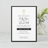 Black Border Champagne Toast Wedding Einladungen (Stehend Vorderseite)