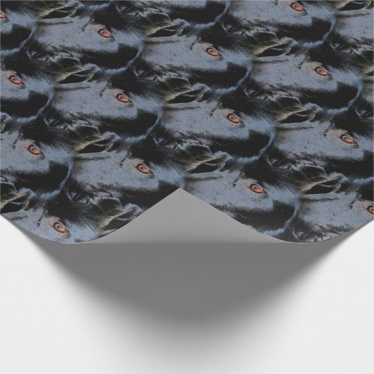 Black Border Collie Dog Face Animal Art Muster Geschenkpapier (Ecke)