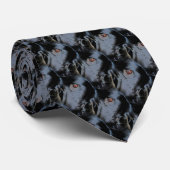 Black Border Collie Dog Face Animal Art Muster Krawatte (Gerollt)