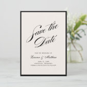 Black Border Ivory Modern Save the Date Einladung (Stehend Vorderseite)