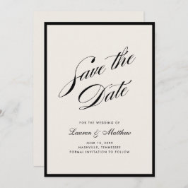 Black Border Ivory Modern Save the Date Einladung