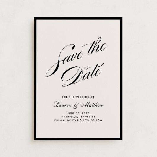 Black Border Ivory Modern Save the Date Einladung