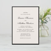 Black Border Ivory Modern Wedding Invitation Einladung (Stehend Vorderseite)