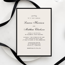 Black Border Ivory Modern Wedding Invitation Einladung